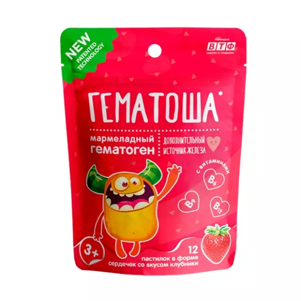 Мармеладный гематоген Гематоша со вкусом клубники (с 3+лет), №12