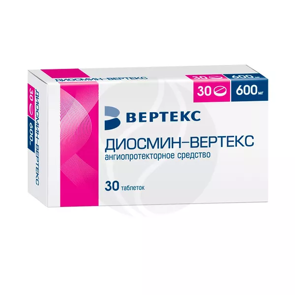 Изображение товара Диосмин-Вертекс таблетки покрытые 600мг №30 для вен Изображение товара Диосмин-Вертекс таблетки покрытые 600мг №30 для вен