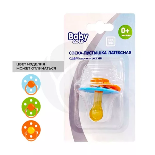 Изображение товара Baby Care соска-пустышка латексная (0+мес), цвет в ассортименте