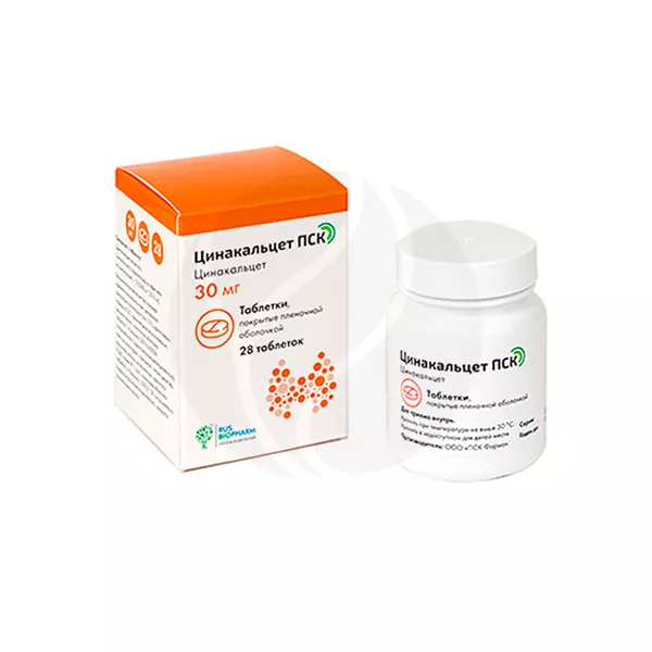 Изображение товара Лекарство Цинакальцет ПСК 30мг таблетки покрытые 28 шт. Изображение товара Лекарство Цинакальцет ПСК 30мг таблетки покрытые 28 шт.