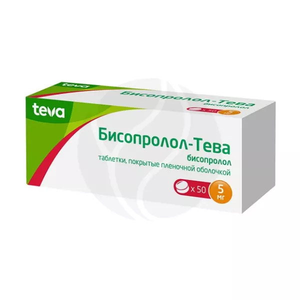 Бисопролол-Тева таблетки покрыт. п/о 5мг, №50
