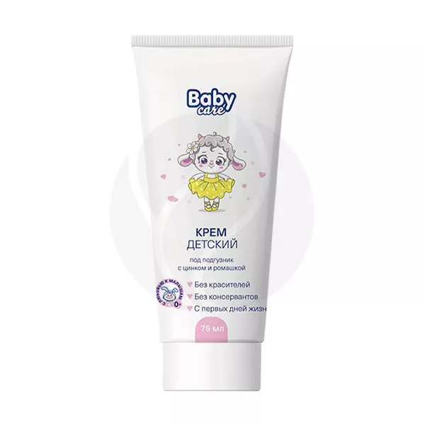 Изображение товара Крем Baby Care для детей под подгузник с цинком и ромашкой 75мл Изображение товара Крем Baby Care для детей под подгузник с цинком и ромашкой 75мл