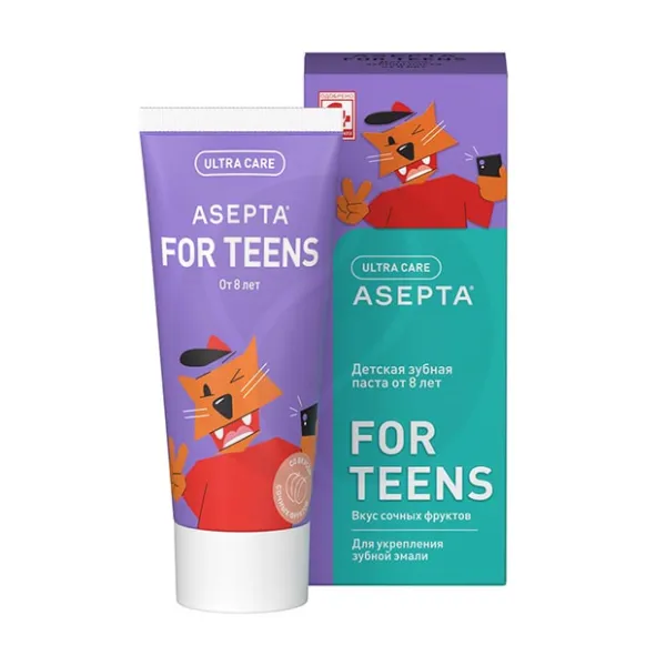 Изображение товара Asepta For Teens зубная паста для детей от 8 лет со вкусом сочных фруктов, 50мл