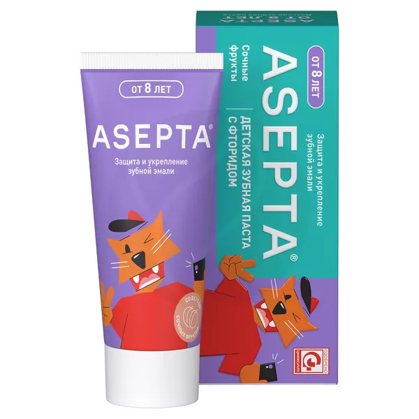 Изображение товара Зубная паста Asepta For Teens для детей от 8 лет с фруктовым вкусом 50 мл