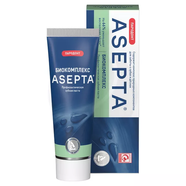 Изображение товара Asepta Biocomplex Профилактическая зубная паста для здоровья десен 75мл Изображение товара Asepta Biocomplex Профилактическая зубная паста для здоровья десен 75мл