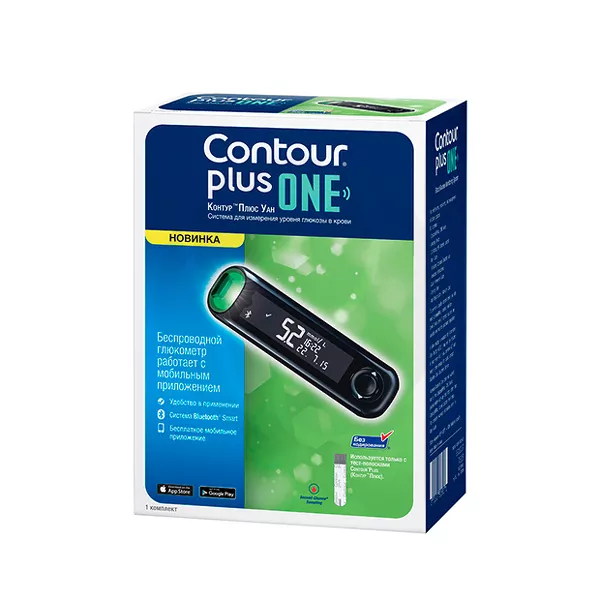 Изображение товара Глюкометр Contour Plus One точное измерение уровня глюкозы в крови Изображение товара Глюкометр Contour Plus One точное измерение уровня глюкозы в крови