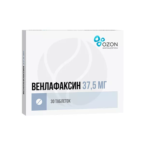 Изображение товара Венлафаксин таблетки покрыт. п/о 37,5мг, №30 Изображение товара Венлафаксин таблетки покрыт. п/о 37,5мг, №30