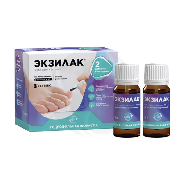 Изображение товара Лак противогрибковый для ногтей Экзилак 4%+3%, 10 г, для взрослых