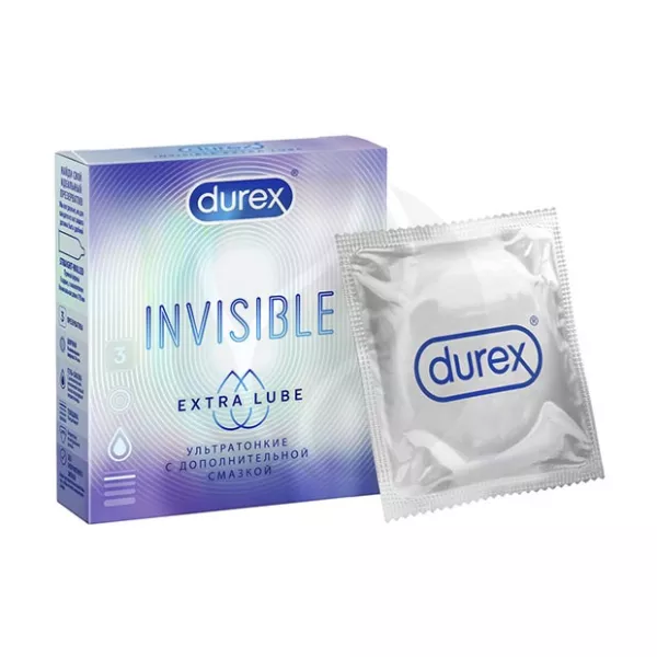 Изображение товара Durex Invisible Extra Lube презервативы ультратонкие, №3