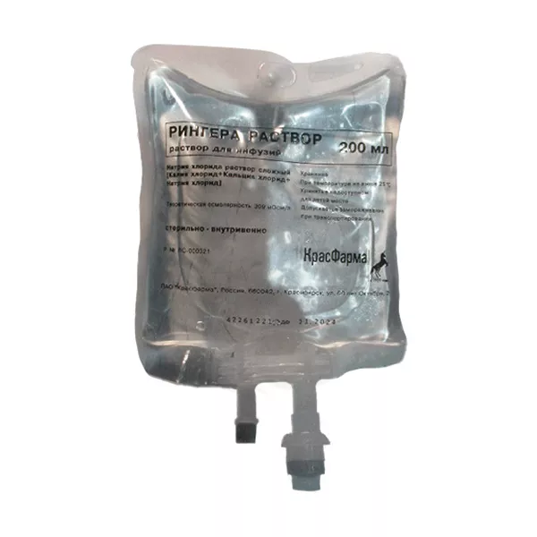 Изображение товара Рингера раствор для инфузий 200мл №1 - электролитный раствор для внутривенного введения Изображение товара Рингера раствор для инфузий 200мл №1 - электролитный раствор для внутривенного введения