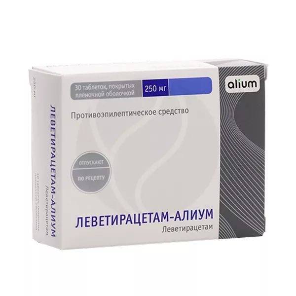 Изображение товара Леветирацетам (Алиум) таблетки покрыт. п/о 250мг, №30 Изображение товара Леветирацетам (Алиум) таблетки покрыт. п/о 250мг, №30