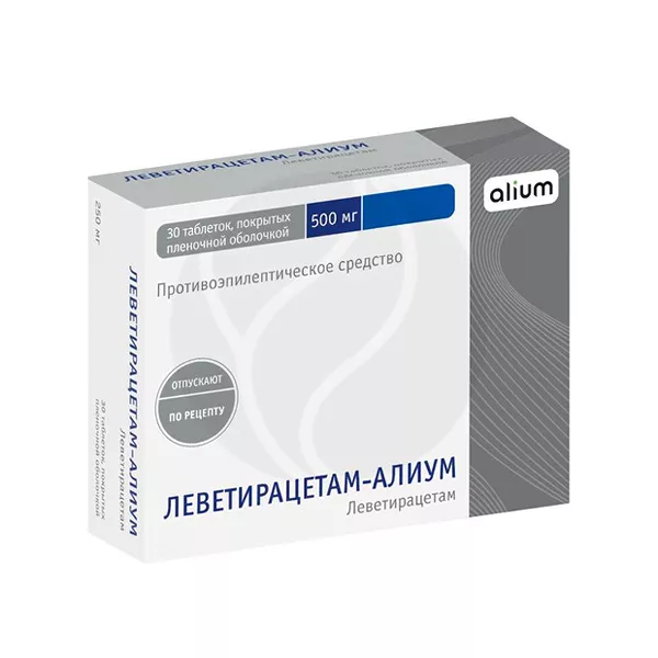 Изображение товара Леветирацетам (Алиум) таблетки покрыт. п/о 500мг, №30 Изображение товара Леветирацетам (Алиум) таблетки покрыт. п/о 500мг, №30