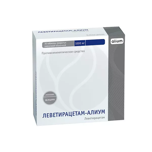 Изображение товара Леветирацетам (Алиум) таблетки покрыт. п/о 1000мг, №30 Изображение товара Леветирацетам (Алиум) таблетки покрыт. п/о 1000мг, №30