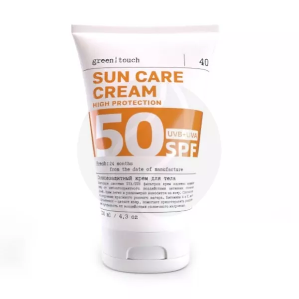 Изображение товара Green Touch Sun крем SPF50 для тела 130мл защищает кожу и ухаживает Изображение товара Green Touch Sun крем SPF50 для тела 130мл защищает кожу и ухаживает