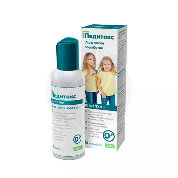 Изображение товара Педитокс шампунь Уход после обработки 150мл для детей и взрослых Изображение товара Педитокс шампунь Уход после обработки 150мл для детей и взрослых