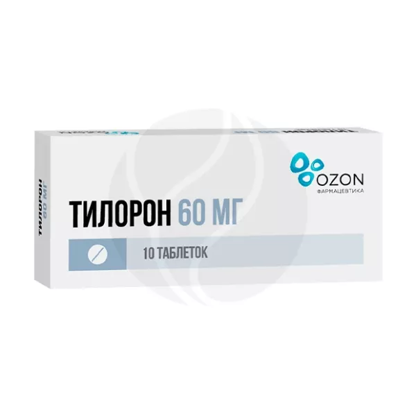 Изображение товара Тилорон Озон таблетки покрытые 60мг №10 против аллергии Изображение товара Тилорон Озон таблетки покрытые 60мг №10 против аллергии