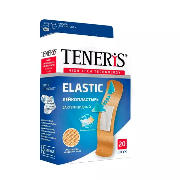 Изображение товара Teneris Elastic бактерицидный лейкопластырь на тканевой основе №20 Изображение товара Teneris Elastic бактерицидный лейкопластырь на тканевой основе №20