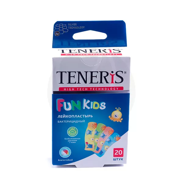 Изображение товара Teneris Fun Kids лейкопластырь бактерицидный на полимерной основе с рисунком, 20шт Изображение товара Teneris Fun Kids лейкопластырь бактерицидный на полимерной основе с рисунком, 20шт