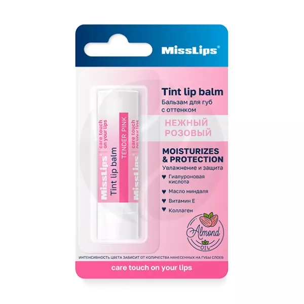 Изображение товара Бальзам для губ MissLips нежный розовый 3,6г увлажнение защита