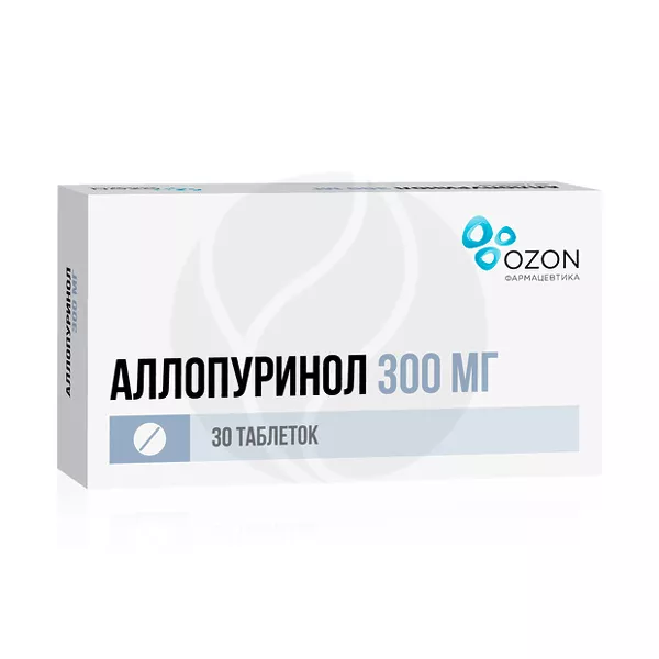Аллопуринол таб. 300мг №30 Таблетки Блистер - пачка картонная Озон ООО ...