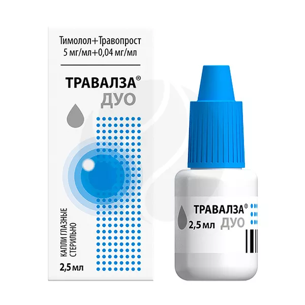 Изображение товара Травалза Дуо капли глазные 5мг/мл+0,04мг/мл, 2,5мл для лечения глаукомы