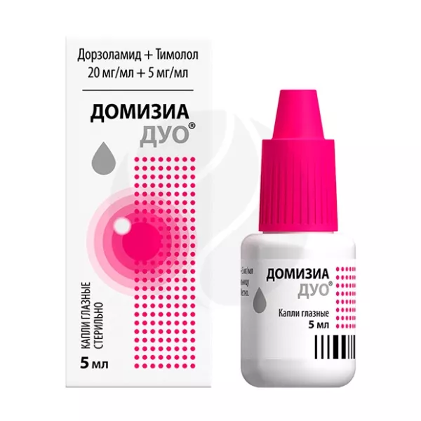 Изображение товара Домизиа Дуо капли глазные 20мг/мл+5мг/мл 5мл для снижения глазного давления