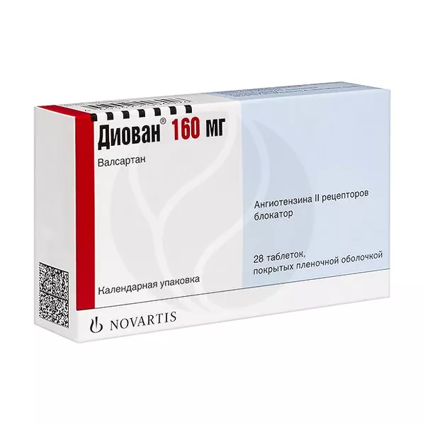 Изображение товара Таблетки Диован Валсартан 160мг (Испания) - контроль артериального давления Изображение товара Таблетки Диован Валсартан 160мг (Испания) - контроль артериального давления