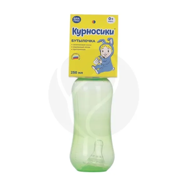 Курносики бутылочка для кормления с силиконовой соской медленный поток (0+мес), 250мл