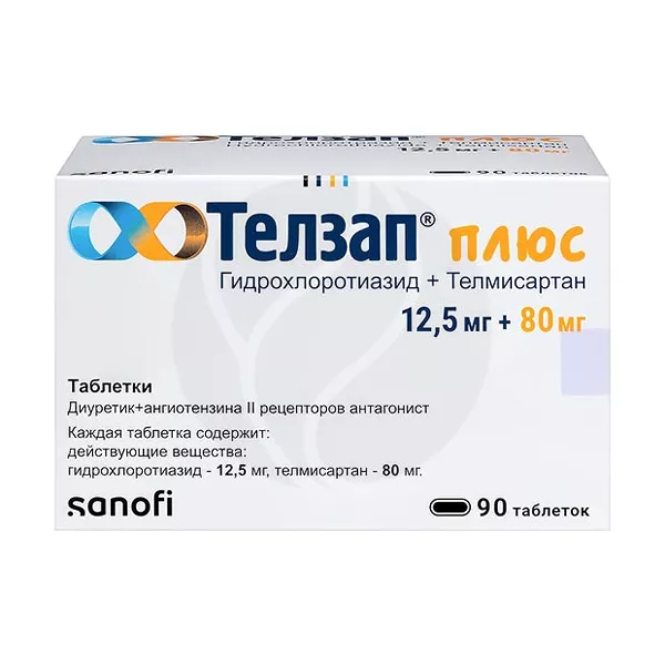 Изображение товара Телзап Плюс таблетки 80 мг + 12,5 мг для снижения артериального давления Изображение товара Телзап Плюс таблетки 80 мг + 12,5 мг для снижения артериального давления