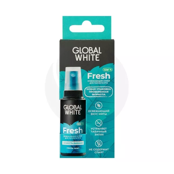 Изображение товара Global white Fresh спрей освежающий для полости рта Свежая мята, 15мл
