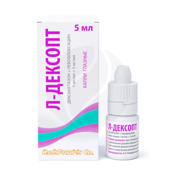 Изображение товара Л-Дексопт капли глазные 1мг/мл+5мг/мл, 5мл