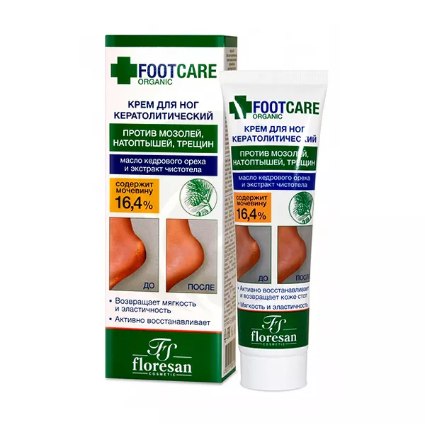 Изображение товара Кератолитический крем для ног Floresan Organic Foot Care 100мл против трещин и натоптышей Изображение товара Кератолитический крем для ног Floresan Organic Foot Care 100мл против трещин и натоптышей
