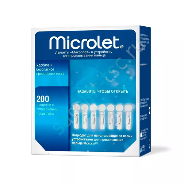 Изображение товара Microlet ланцеты к прокалывателям в компл. глюкометров Contour TS, Plus, Plus One, Plus Link 2.4 200шт