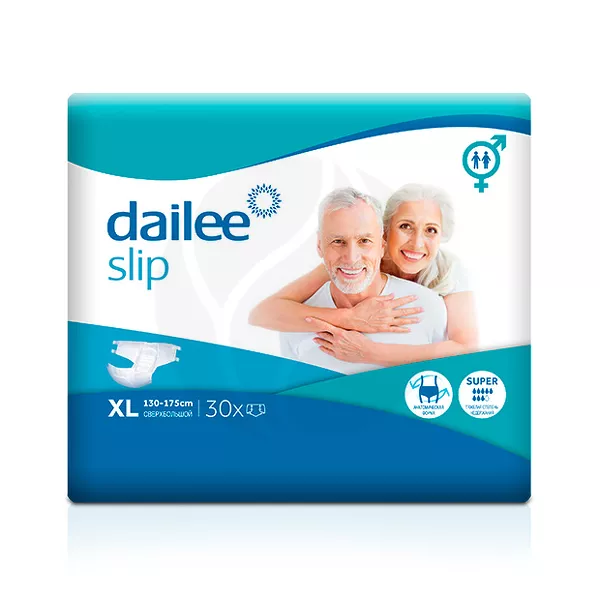 Изображение товара Подгузники для взрослых Dailee Slip super р.XL 30 штук надежная защита Изображение товара Подгузники для взрослых Dailee Slip super р.XL 30 штук надежная защита