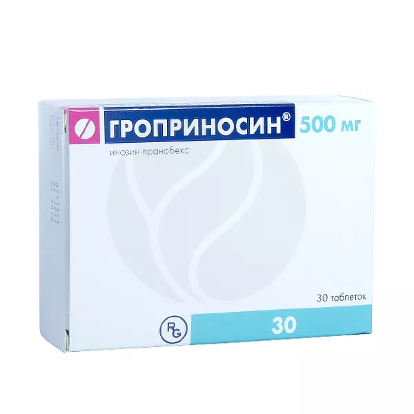 Изображение товара Гроприносин таблетки 500мг, №30 Гедеон Рихтер Изображение товара Гроприносин таблетки 500мг, №30 Гедеон Рихтер