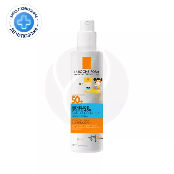 Изображение товара La Roche-Posay Anthelios UVMUNE 400 Dermo-Pediatrics Солнцезащитный детский спрей для лица и тела SPF 50+, 200мл Изображение товара La Roche-Posay Anthelios UVMUNE 400 Dermo-Pediatrics Солнцезащитный детский спрей для лица и тела SPF 50+, 200мл