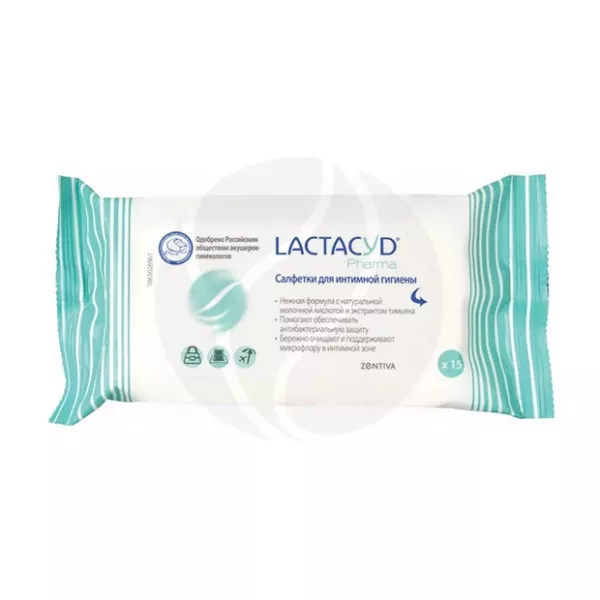 Изображение товара Lactacyd Pharma салфетки влажные для интимной гигиены с экстрактом тимьяна, №15