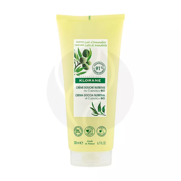Klorane крем для душа питательный молочко миндаля с органическим маслом Купуасу, 200мл