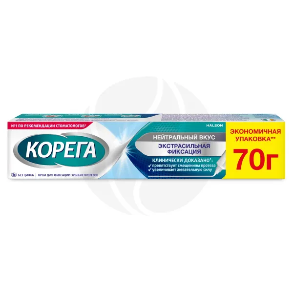 Изображение товара Корега Экстрасильная фиксация крем для фиксации зубных протезов нейтральный вкус, 70г Изображение товара Корега Экстрасильная фиксация крем для фиксации зубных протезов нейтральный вкус, 70г