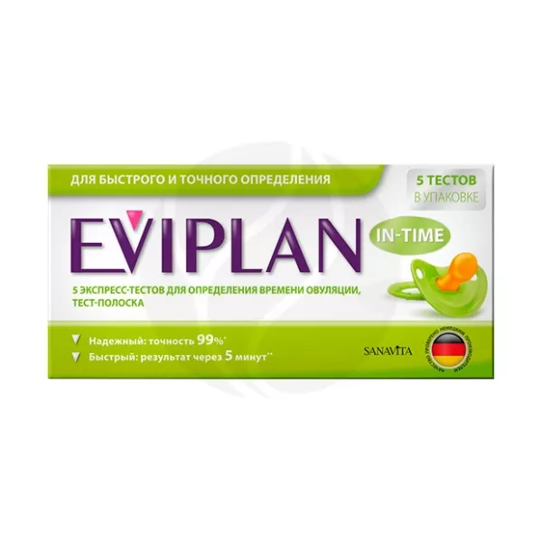 Изображение товара Eviplan In-Time тест на овуляцию, 5 шт., надёжный способ планирования беременности