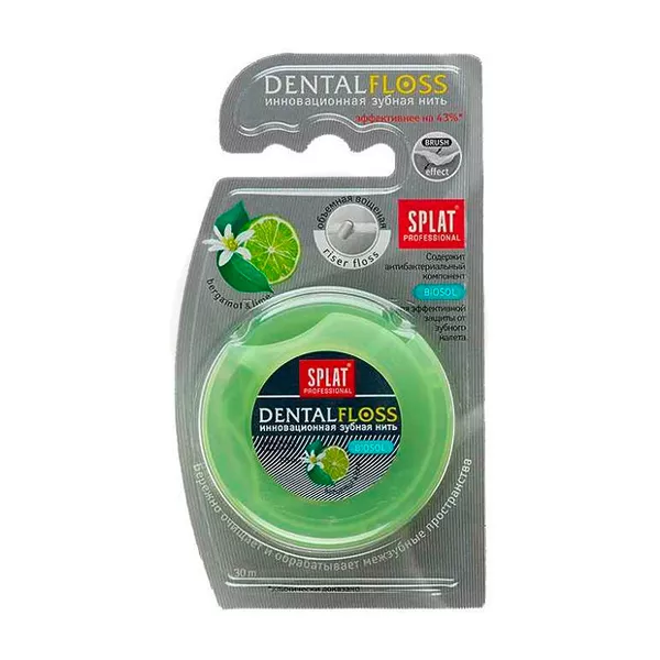 Изображение товара Splat Professional DentalFloss зубная нить с ароматом бергамота и лайма 30м Изображение товара Splat Professional DentalFloss зубная нить с ароматом бергамота и лайма 30м