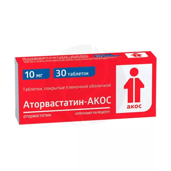 Изображение товара Аторвастатин-Акос таблетки покрыт. п/о 10мг, №30 Изображение товара Аторвастатин-Акос таблетки покрыт. п/о 10мг, №30
