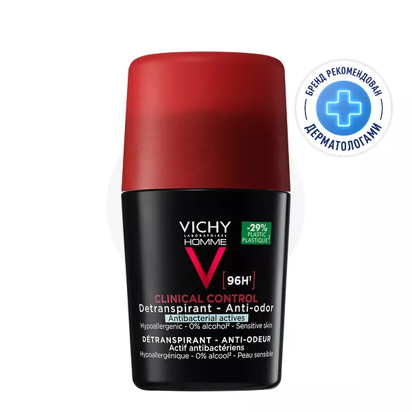 Изображение товара Мужской шариковый дезодорант-антиперспирант Vichy Homme Clinical Control 50мл Изображение товара Мужской шариковый дезодорант-антиперспирант Vichy Homme Clinical Control 50мл
