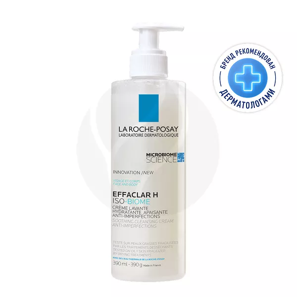 Изображение товара Effaclar H Iso-Biome Успокаивающий очищающий крем-гель для лица 390мл Изображение товара Effaclar H Iso-Biome Успокаивающий очищающий крем-гель для лица 390мл