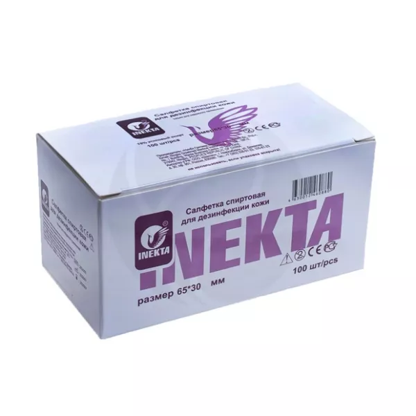 Inekta салфетки спиртовые для дезинфекции кожи (65*30мм), №100