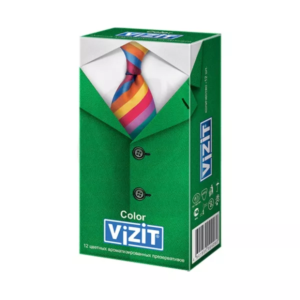Vizit Color презервативы цветные ароматизированные, №12