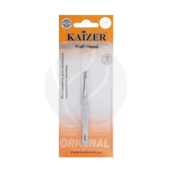 Изображение товара Пинцет для бровей Kaizer скошенный матовый надежный инструмент для коррекции