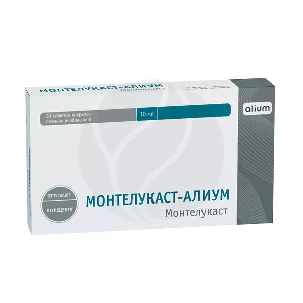 Изображение товара Монтелукаст-Алиум таблетки покрытые 10мг №30 для лечения астмы и аллергий Изображение товара Монтелукаст-Алиум таблетки покрытые 10мг №30 для лечения астмы и аллергий