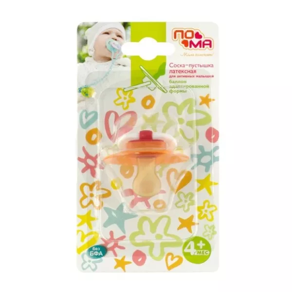 Изображение товара Пома латексная соска-пустышка адаптированная форма 4+ мес цвет в ассортименте
