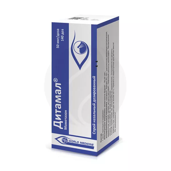 Изображение товара Дитамал спрей назальный дозир. 50мкг/доза, 140доз Изображение товара Дитамал спрей назальный дозир. 50мкг/доза, 140доз